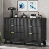 Linear Fluted 6-Drawer Wide Dresser