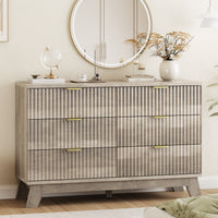Linear Fluted 6-Drawer Wide Dresser