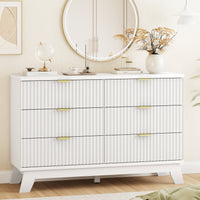 Linear Fluted 6-Drawer Wide Dresser