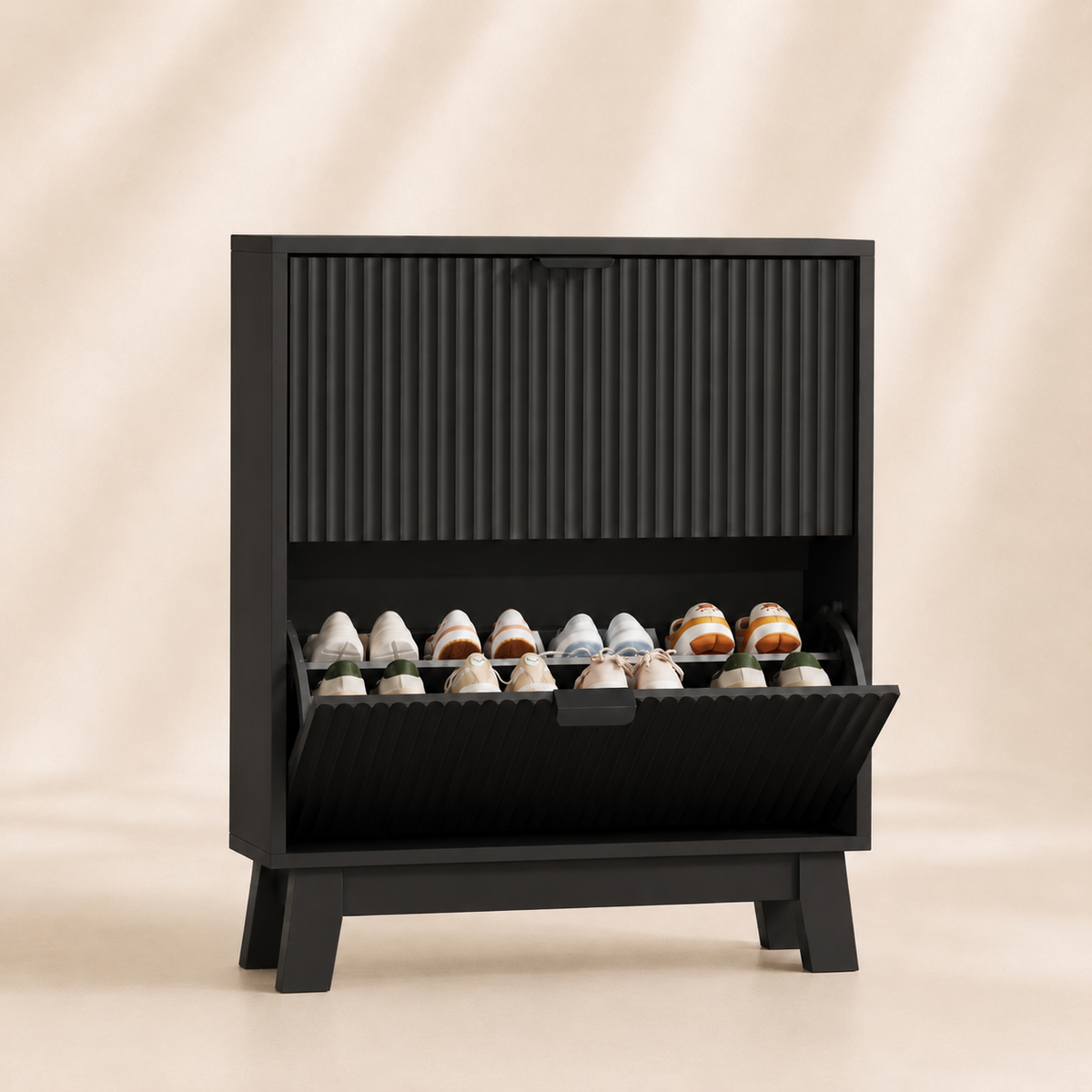 Linea Shoe Cabinet with 2 Flip Drawers