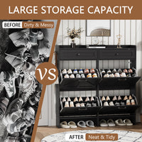 Anymaple Newport Black 4-door shoe cabinet, 4-door shoe cabinet for entryway shoe storage