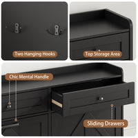 Anymaple Newport Black 4-door shoe cabinet, top drawers for keys wallets accessories and entryway essentials