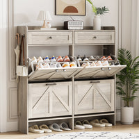 Anymaple Newport Gray 4-door shoe cabinet, 4-door shoe cabinet for entryway shoe storage