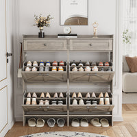 Anymaple Newport Gray 4-door shoe cabinet, large capacity shoe organizer cabinet for family footwear