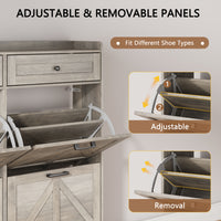 Anymaple Newport Gray 4-door shoe cabinet, top drawers for keys wallets accessories and entryway essentials