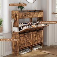 Anymaple Newport Brown 4-door shoe cabinet, adjustable panels for flexible shoe organization
