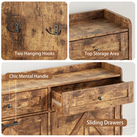 Anymaple Newport Brown 4-door shoe cabinet, top drawers for keys wallets accessories and entryway essentials