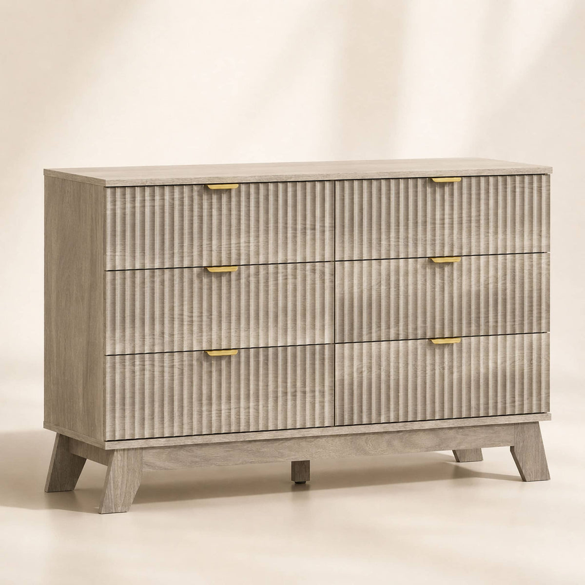 Linear Fluted 6-Drawer Wide Dresser