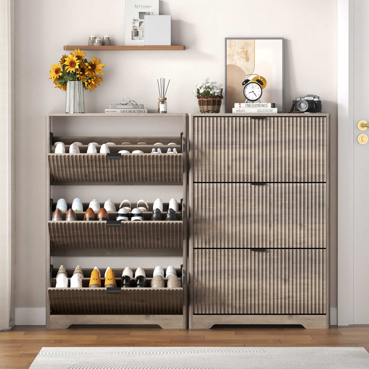 Linea Storage Cabinet with 3 Flip Drawers