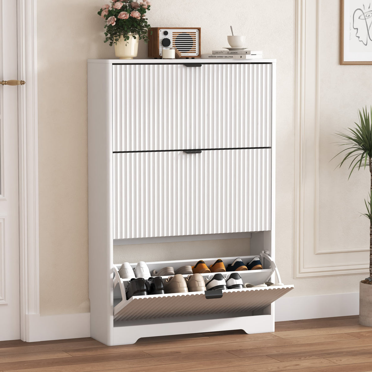 Linea Storage Cabinet with 3 Flip Drawers