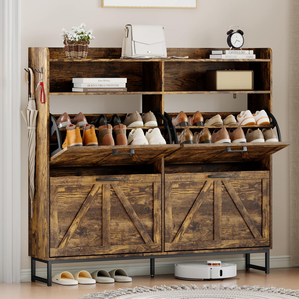 Avalon Shoe Storage Cabinet with 2 Flip Drawers