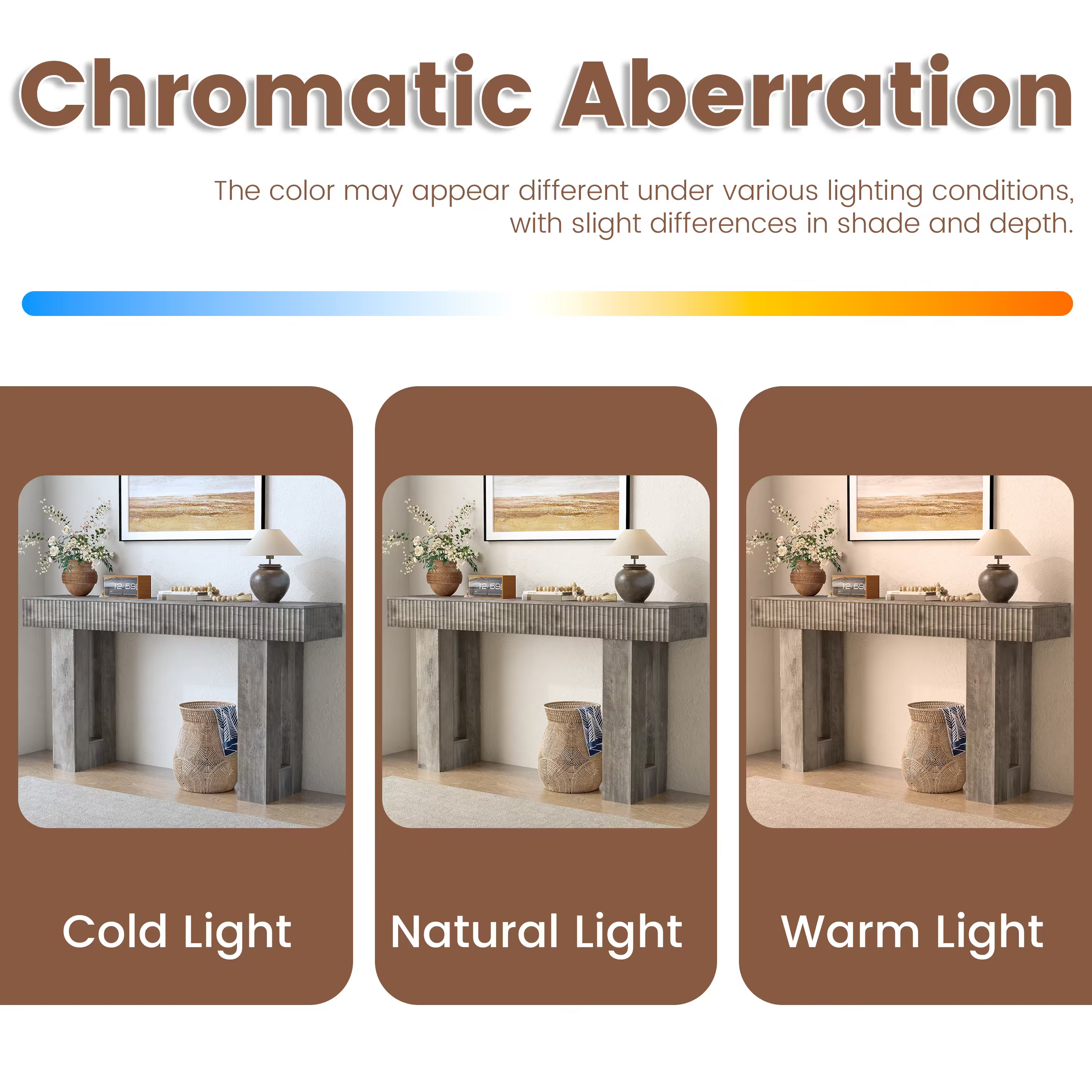Anymaple HLG193 Gray 63 inch fluted console table, color comparison chart for modern console table finishes