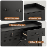 Anymaple Newport Black 2-door shoe cabinet, adjustable panels for flexible shoe organization
