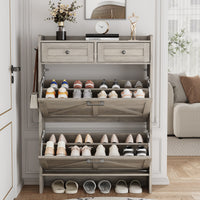 Anymaple Newport Gray 2-door shoe cabinet, hidden shoe storage that keeps footwear out of sight and reduces clutter