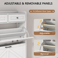 Anymaple Newport White 2-door shoe cabinet, adjustable panels for flexible shoe organization