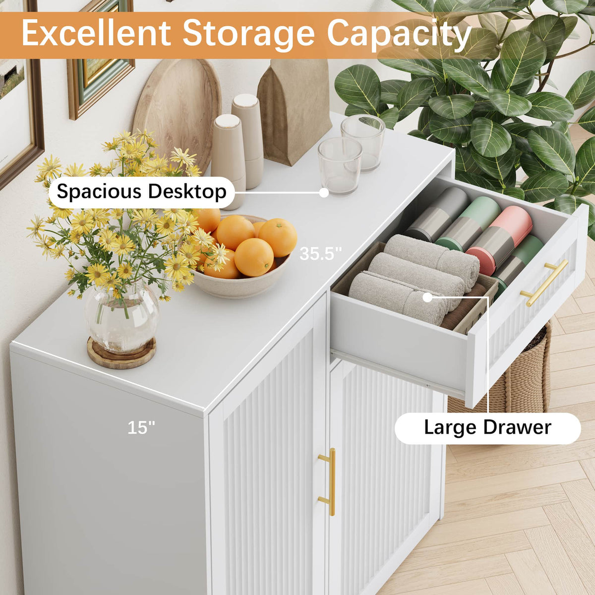 Linear 13 Gallons Pull Out Trash Can Cabinet with Storage