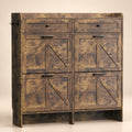 Newport Collection 4-Door Shoe Cabinet in Brown - front view