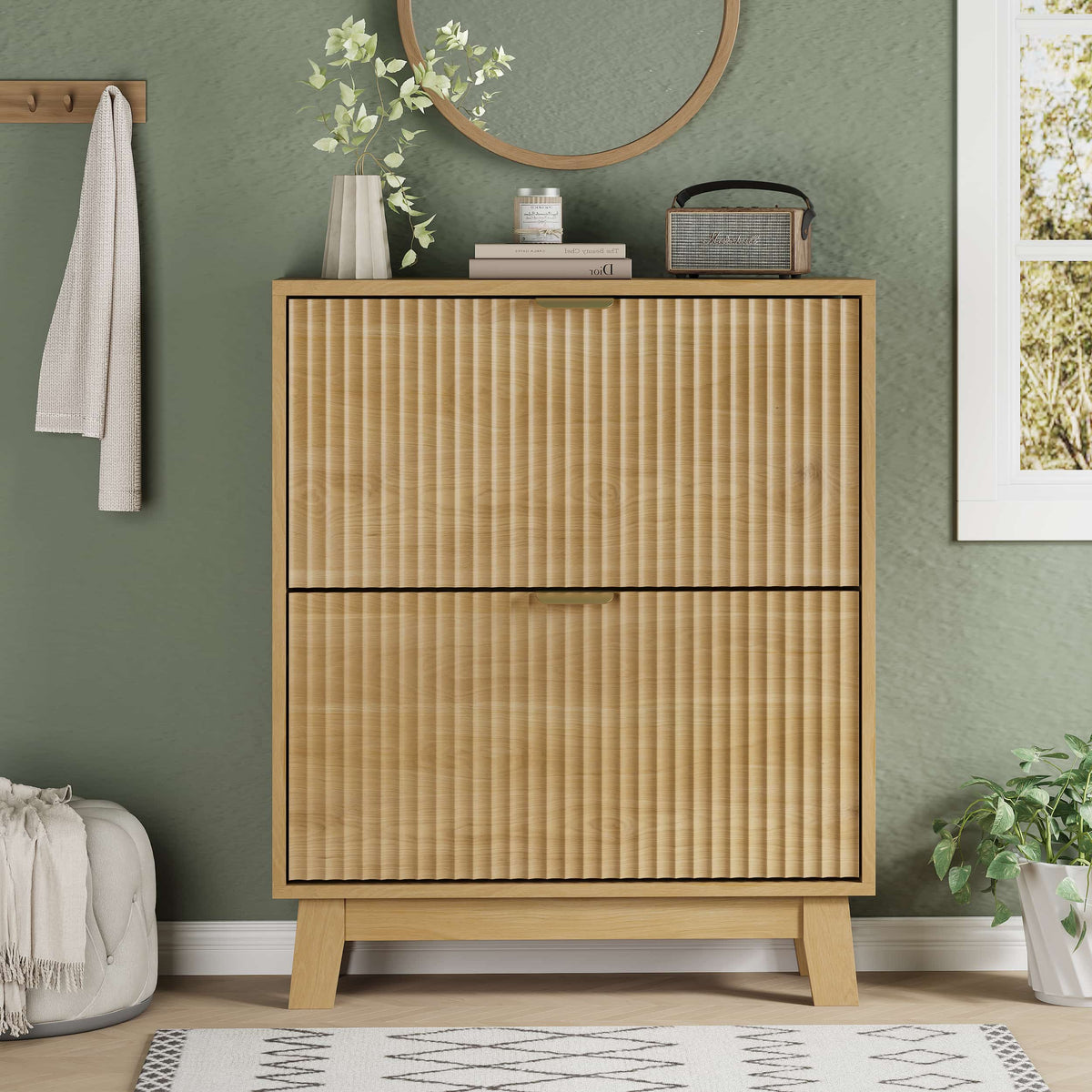 Linea Shoe Cabinet with 2 Flip Drawers