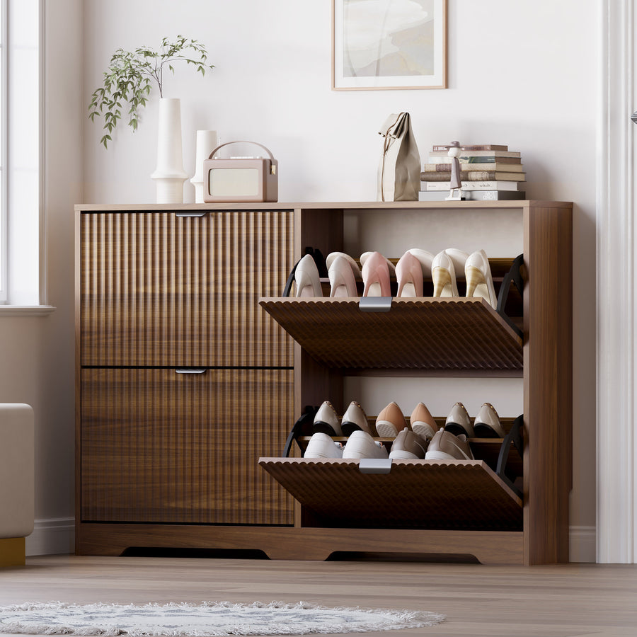 Linea Shoe Cabinet with 4 Flip Drawers