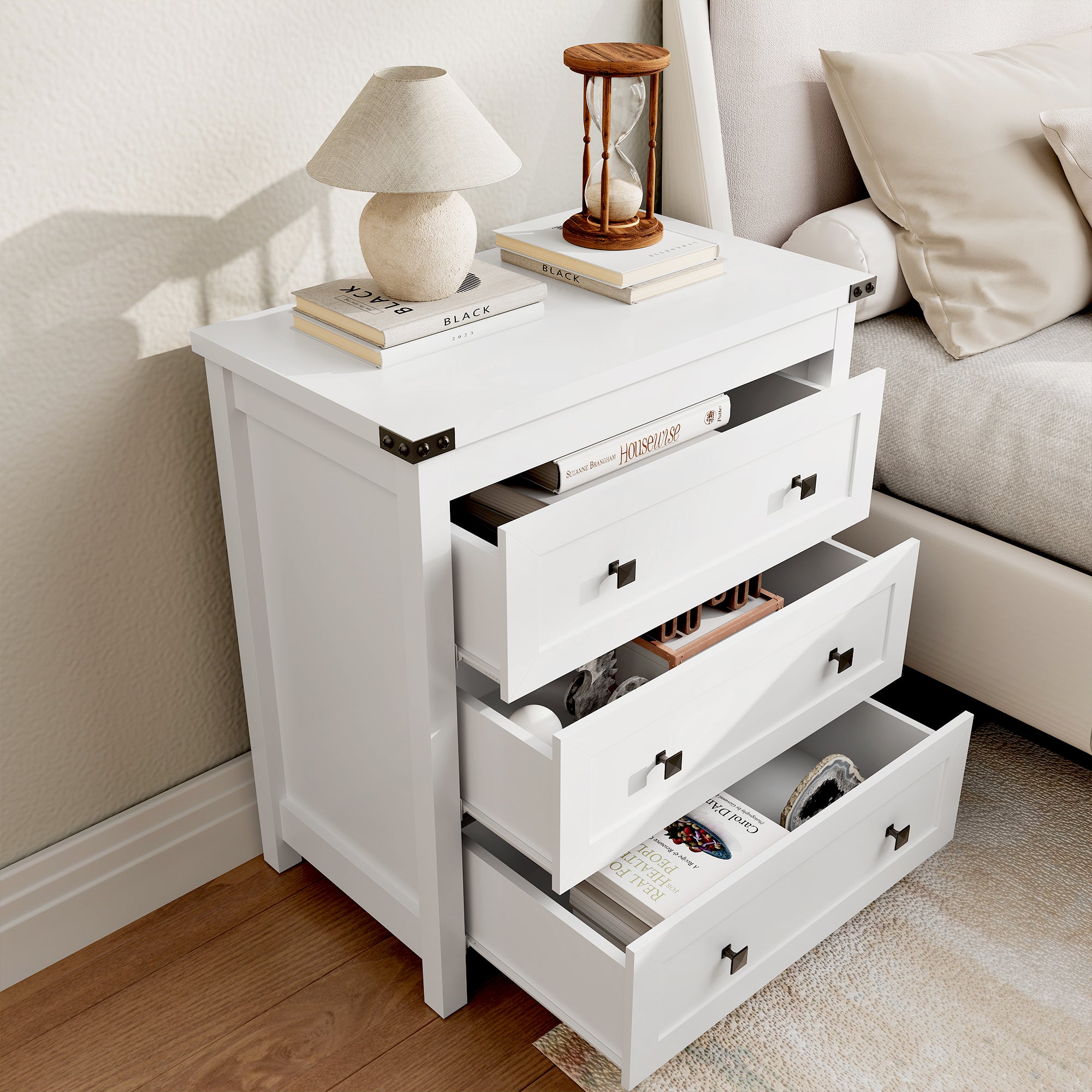 Sierra White 4-Drawer Dresser | Modern Farmhouse Accent Chest-White - main product image6