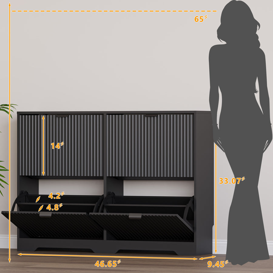 Linea Shoe Cabinet with 4 Flip Drawers