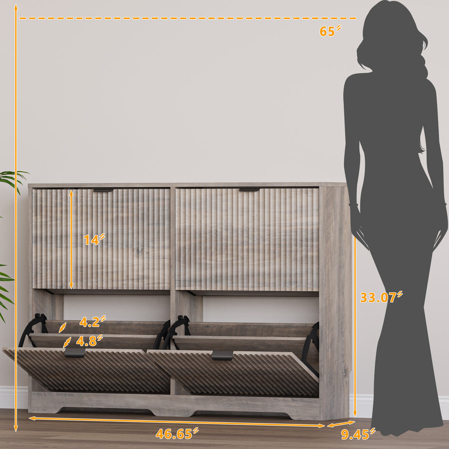Linea Shoe Cabinet with 4 Flip Drawers