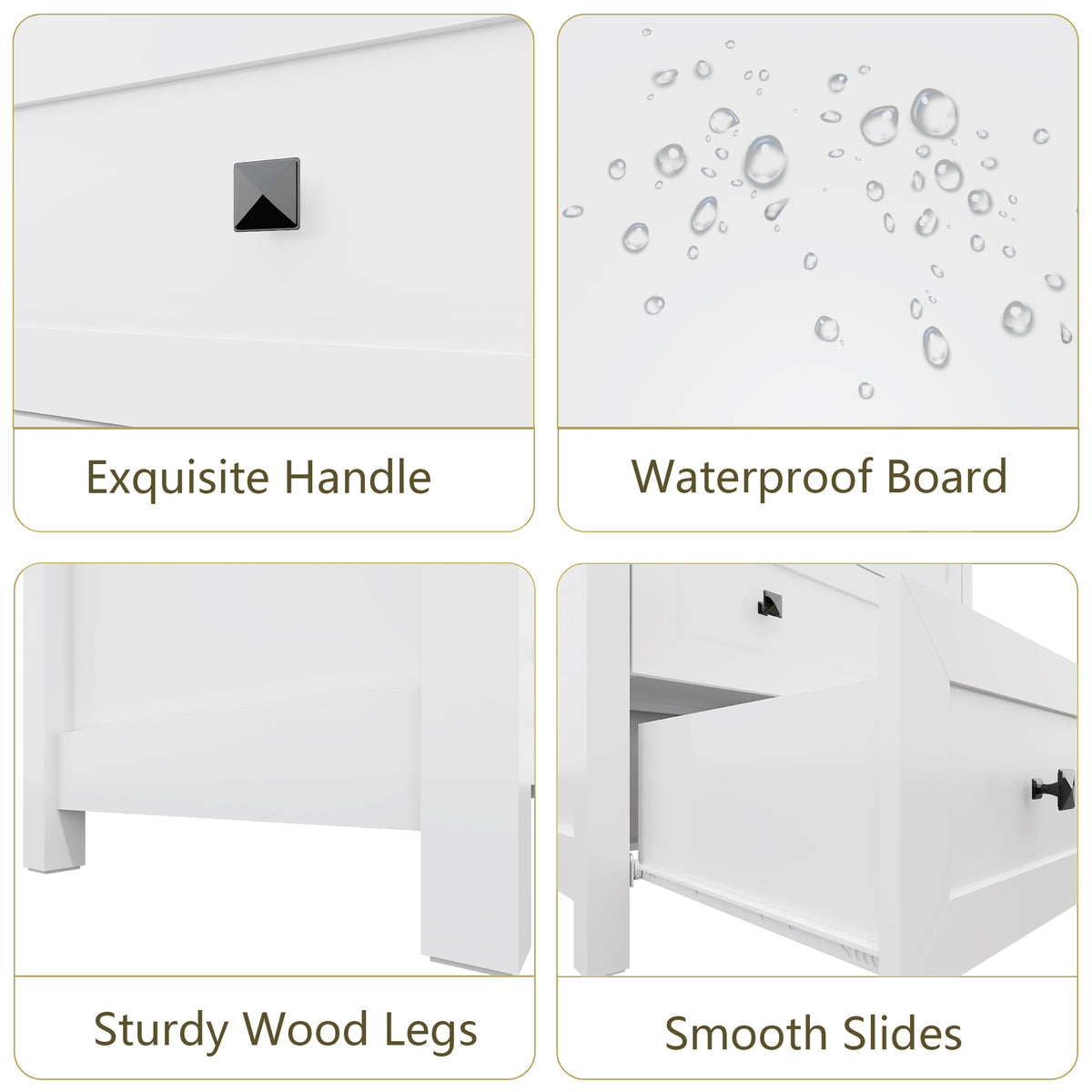 Sierra White 4-Drawer Dresser | Modern Farmhouse Accent Chest-White - main product image5
