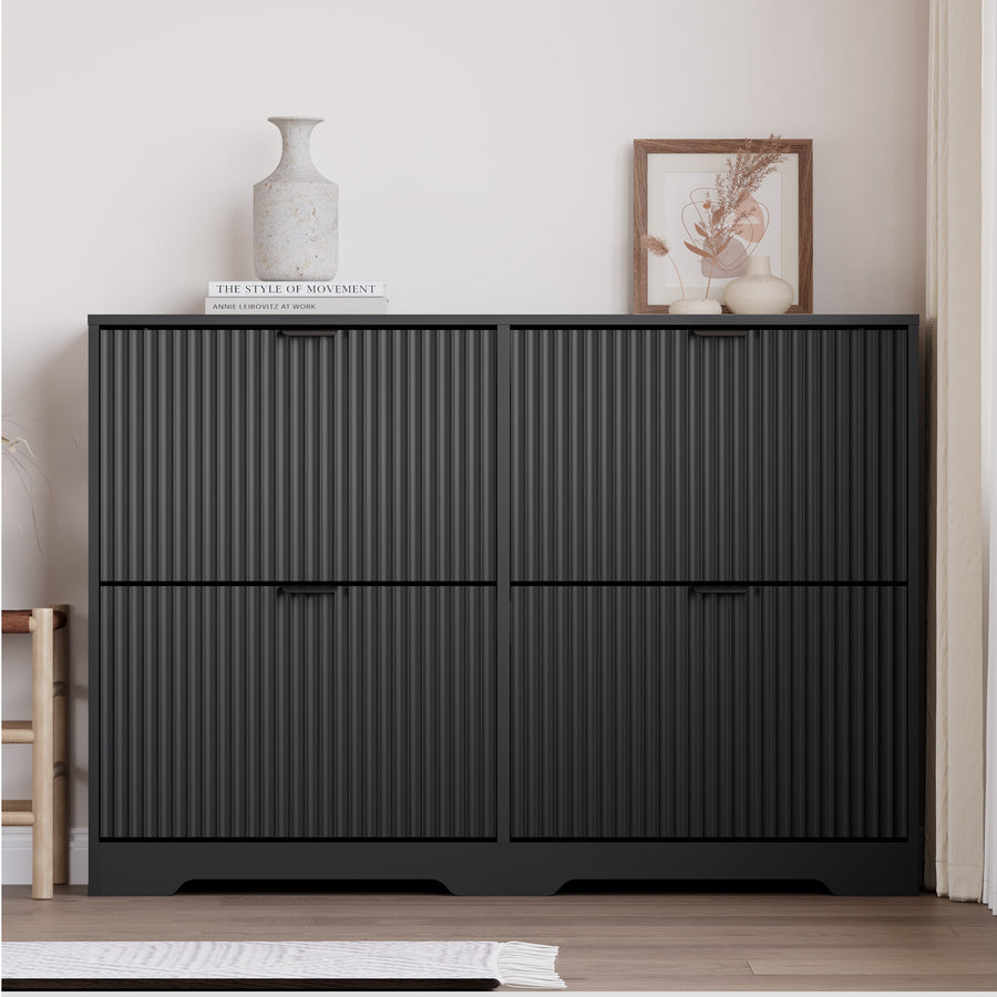 Linea Shoe Cabinet with 4 Flip Drawers