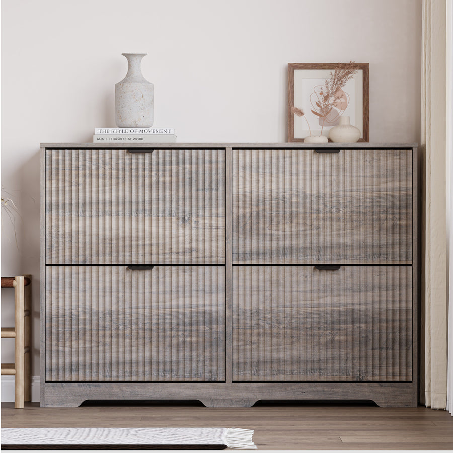 Linea Shoe Cabinet with 4 Flip Drawers