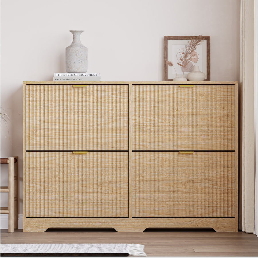 Linea Shoe Cabinet with 4 Flip Drawers
