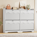Wave-Edge Fluted Shoe Cabinet with 4 Flip Drawers