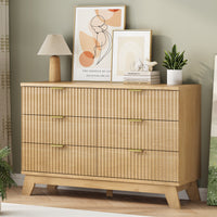 Linear Fluted 6-Drawer Wide Dresser