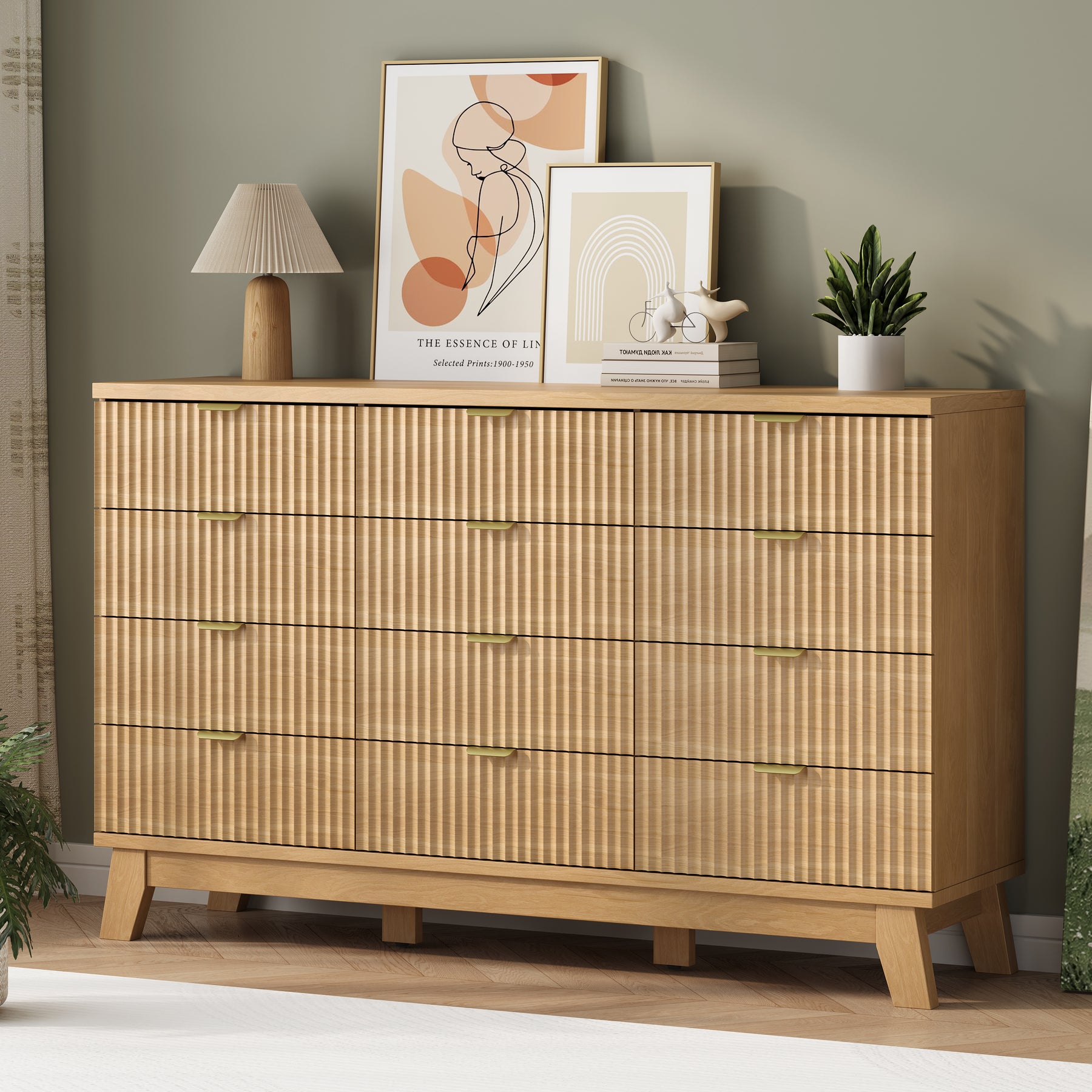 Linear Fluted 12-Drawer Storage Dresser