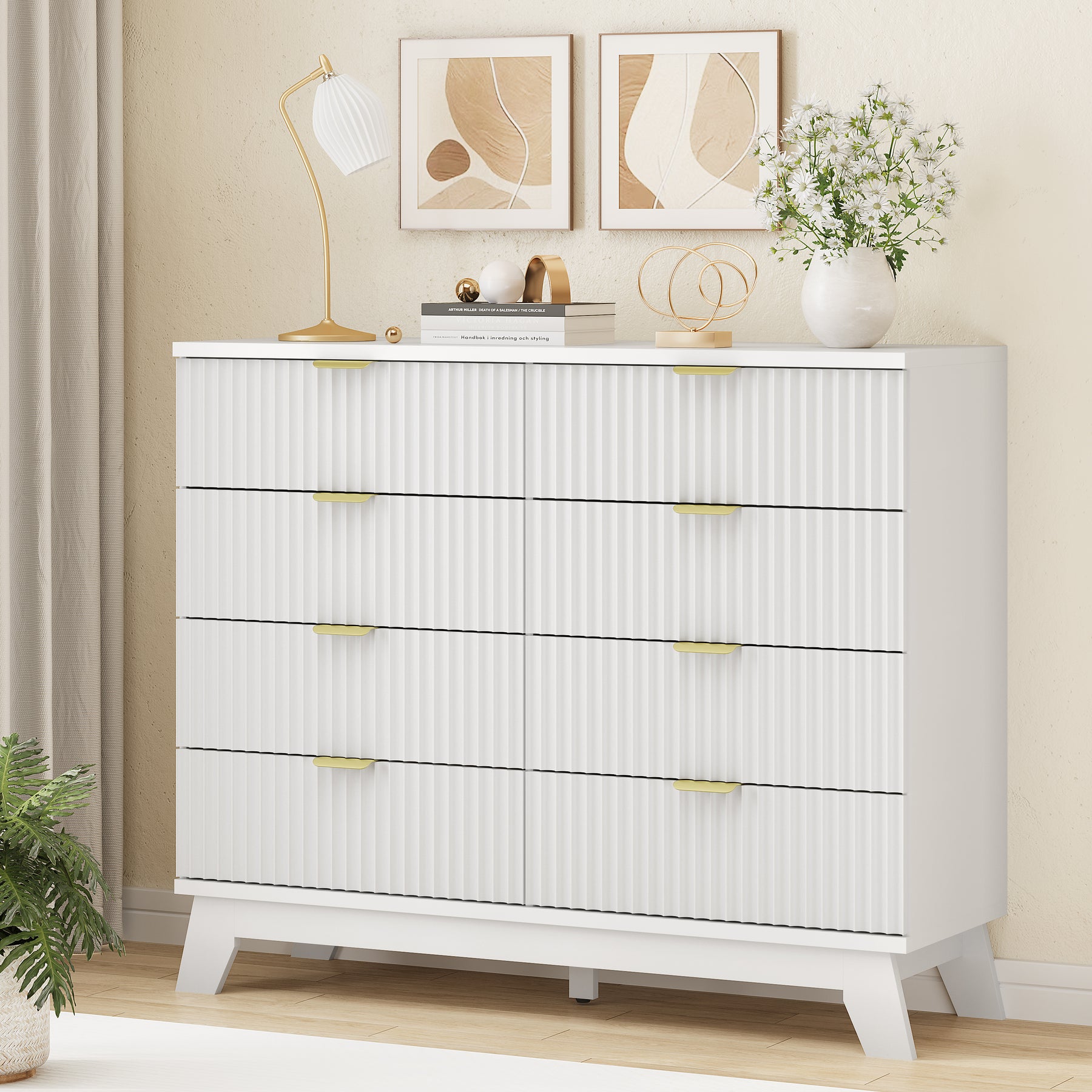 Linear Fluted 8-Drawer High Dresser