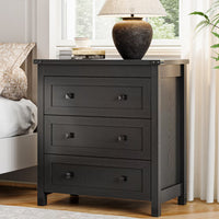 Farmhouse Nightstand with 3 Drawers – Wood Bedside Table