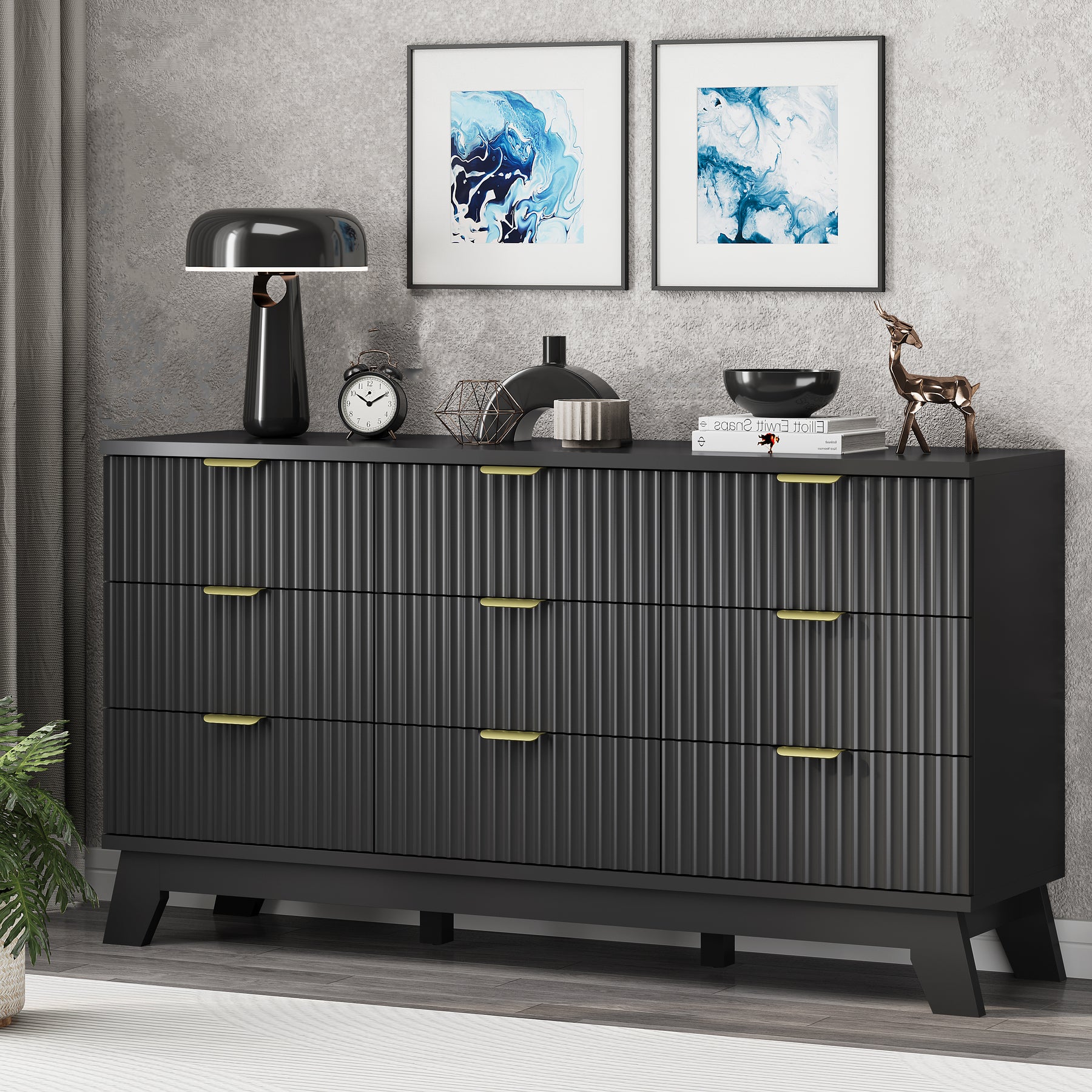 Linea 9-Drawer Fluted Dresser