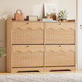 Wave-Edge Fluted Shoe Cabinet with 4 Flip Drawers