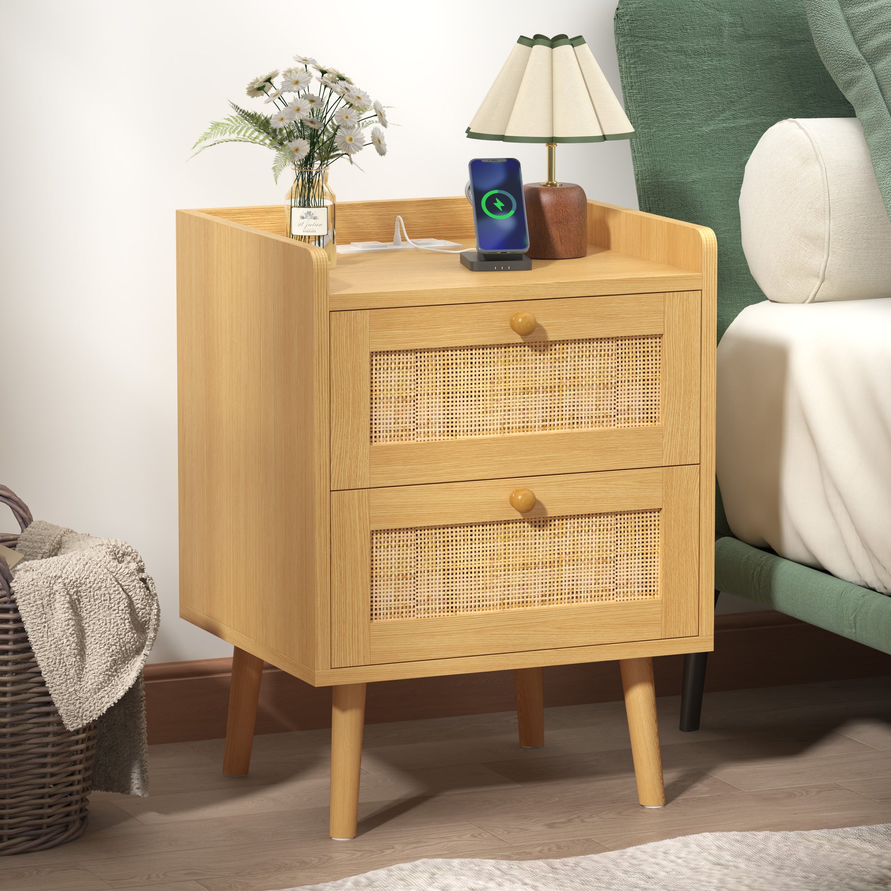 Caneva Nightstand with Charging Station