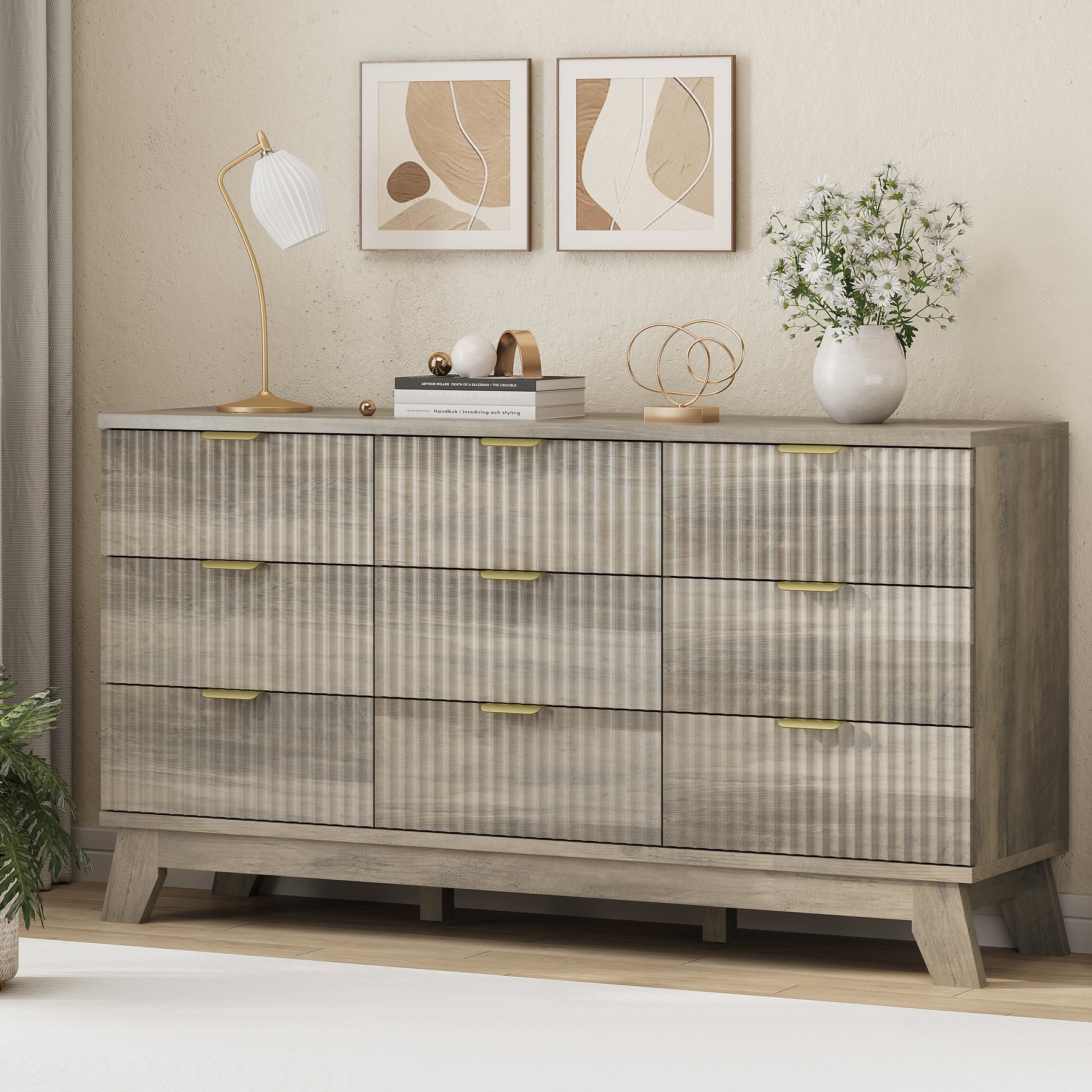 Linea 9-Drawer Fluted Dresser