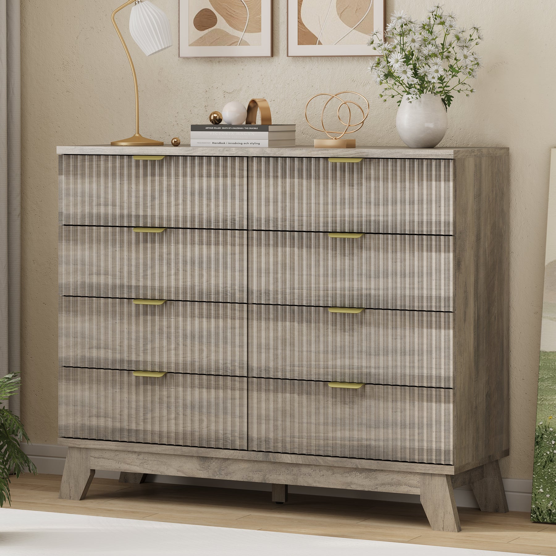 Linear Fluted 8-Drawer High Dresser