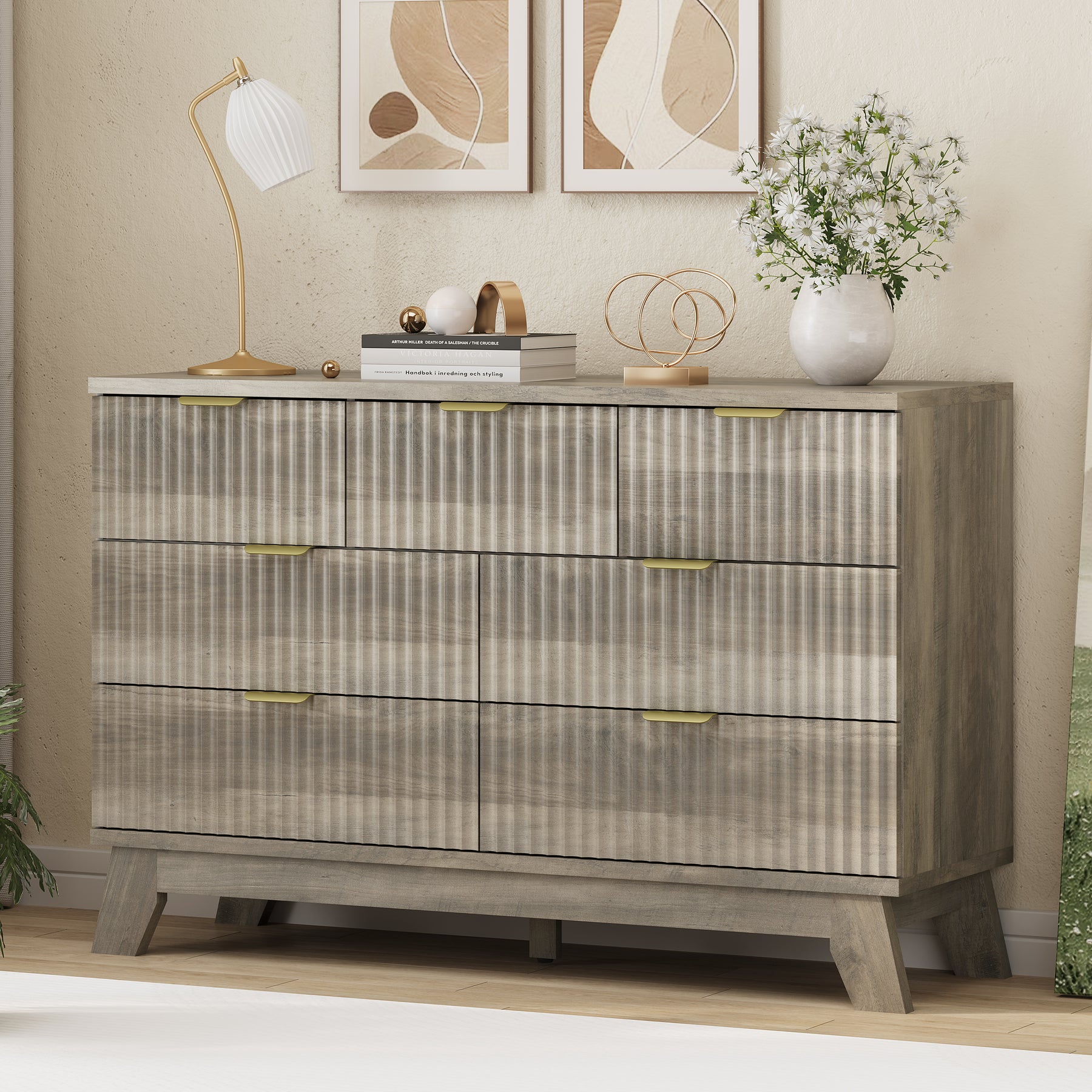 Linear Fluted 7-Drawer Dresser