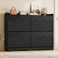 Wave-Edge Fluted Shoe Cabinet with 4 Flip Drawers