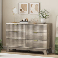 Linear Fluted 6-Drawer Wide Dresser