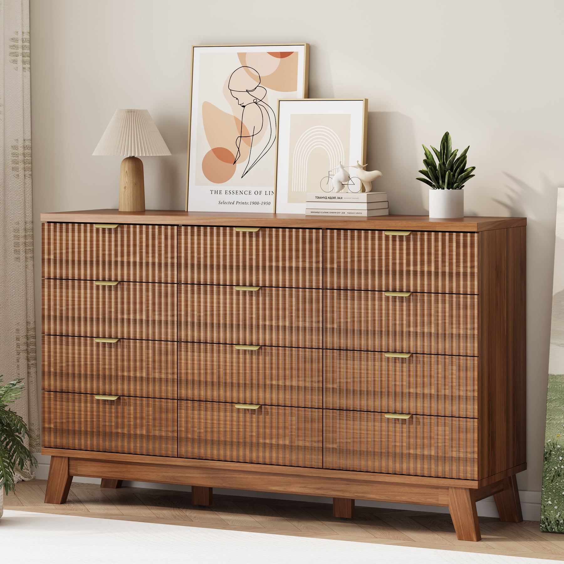 Linear Fluted 12-Drawer Storage Dresser