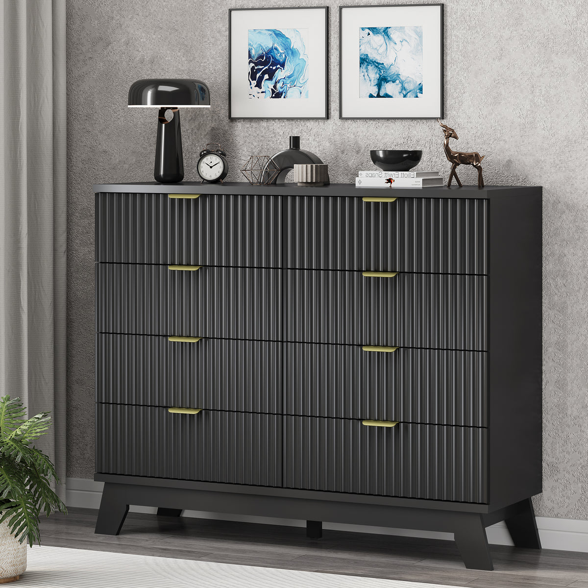 Linear Fluted 8-Drawer High Dresser