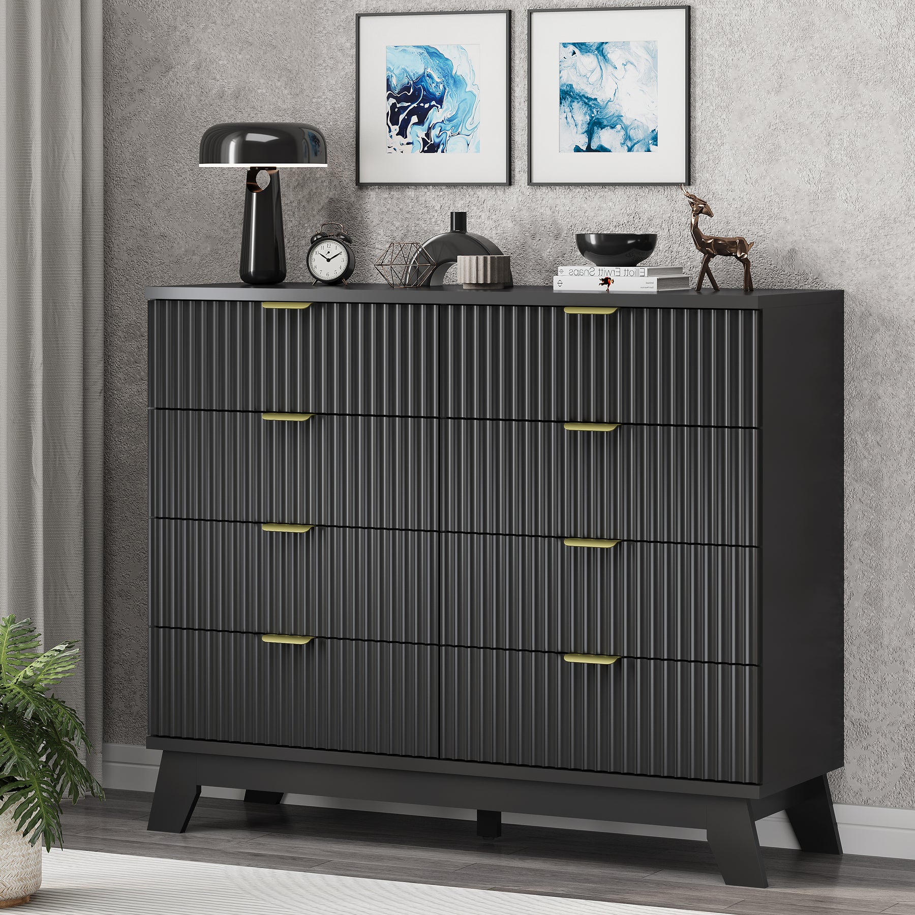 Linear Fluted 8-Drawer High Dresser