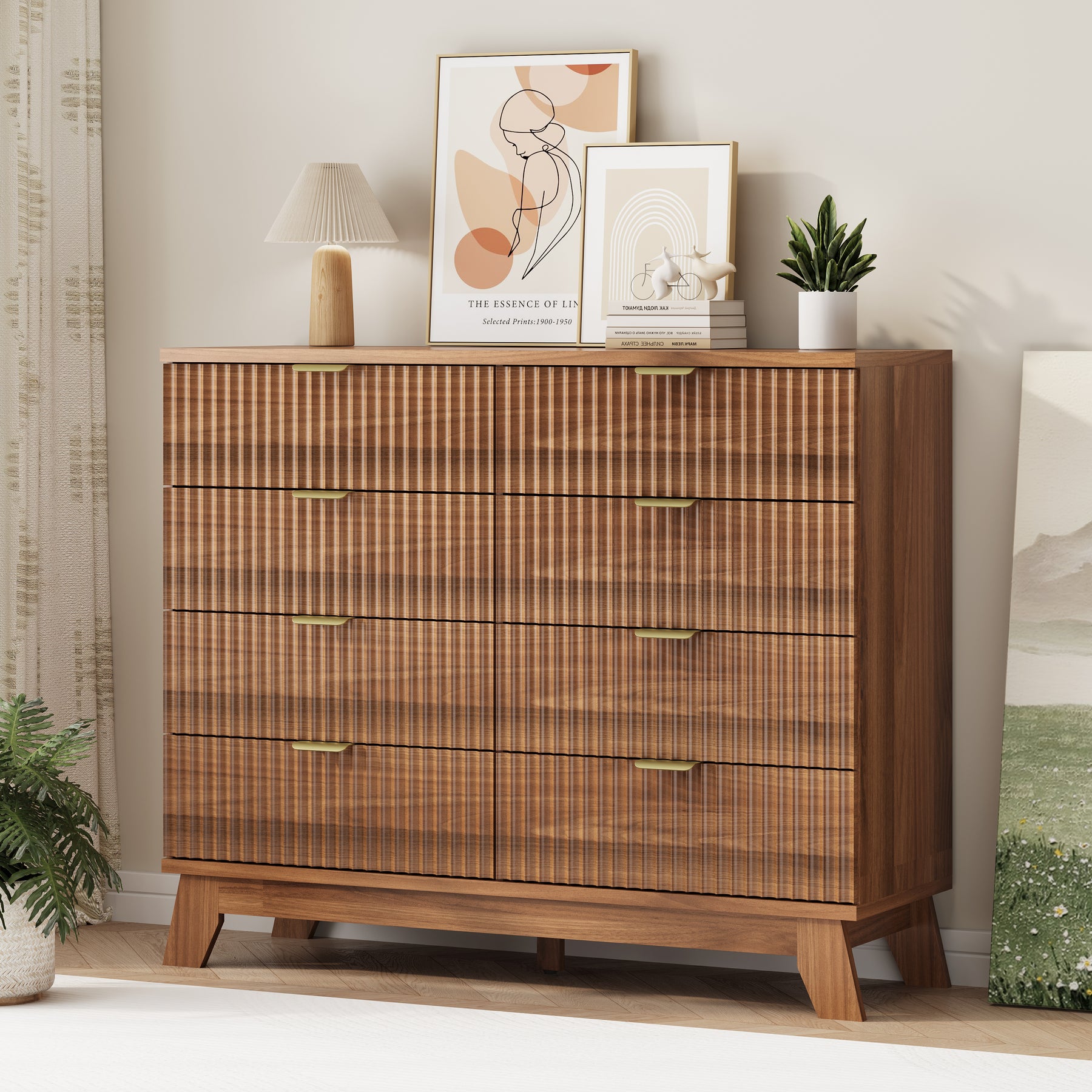 Linear Fluted 8-Drawer High Dresser