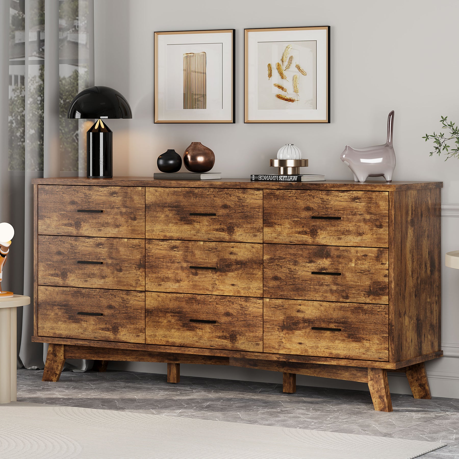 Axton 9-Drawer Wide Dresser