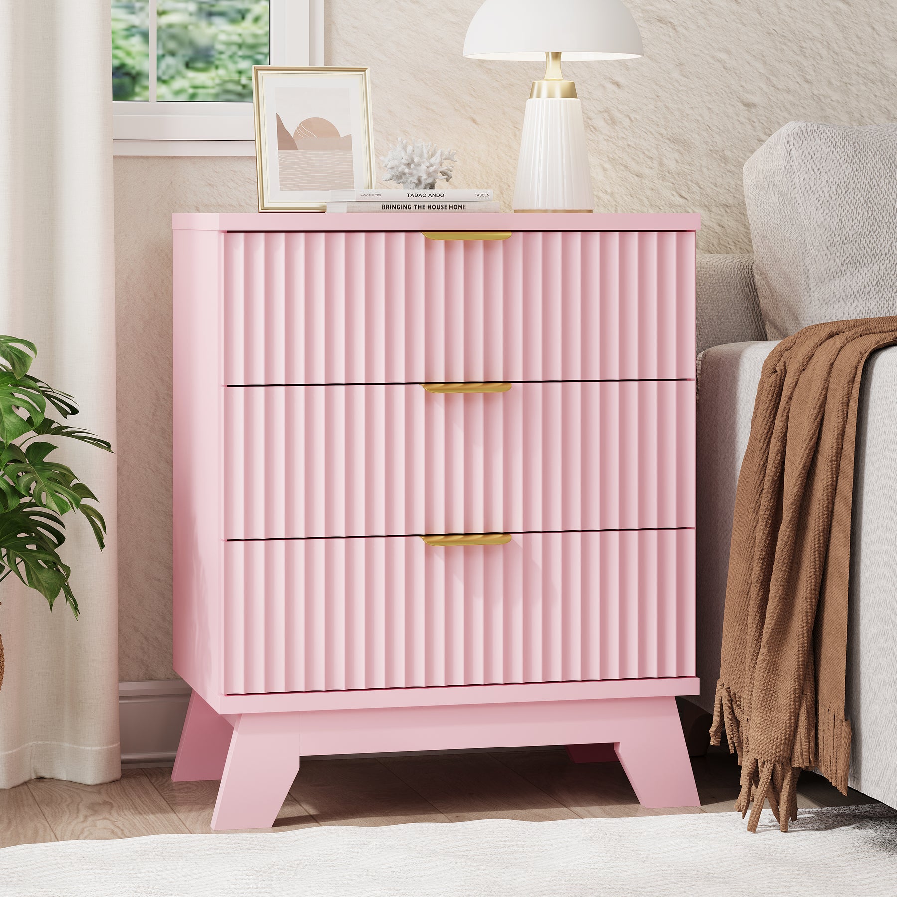 Linear Fluted 3-Drawer Nightstand