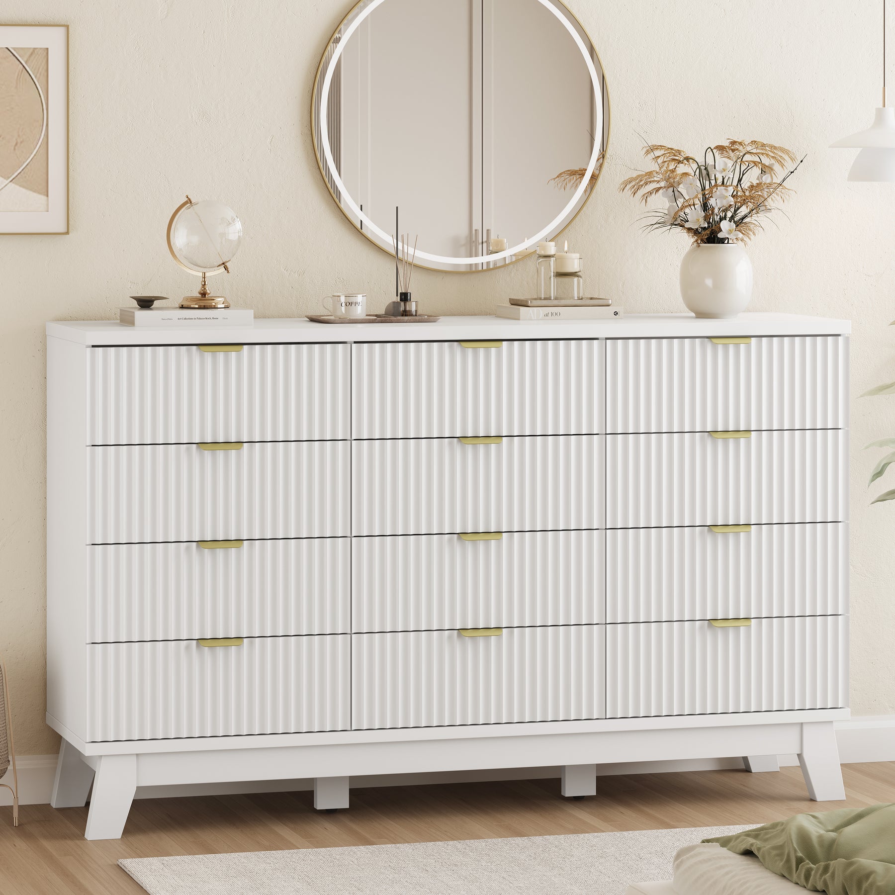 Linear Fluted 12-Drawer Storage Dresser